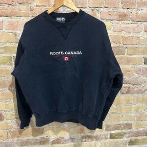 Roots Canada Athletics Men's Black Worn Crewneck Sweater